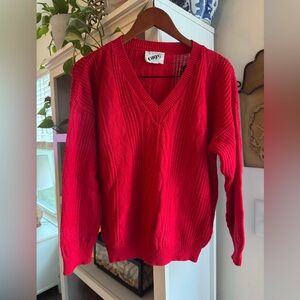 Vintage Cagy Cozy Red V-Neck Sweater